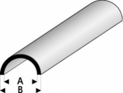 Profilo Mezzo Tubo Half Round Hollow 2,5x4,0mm/0.10x0.256  x 100 cm