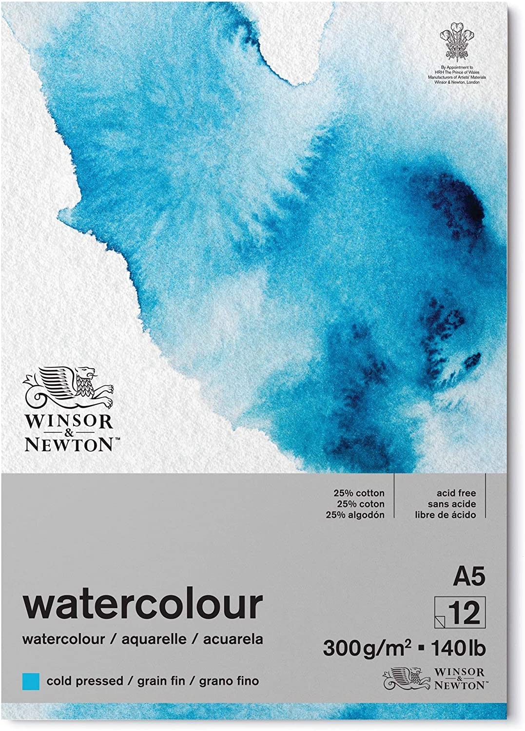 winsor & newton carta per acquerello grana fine a5 - 12 fogli - 300 g